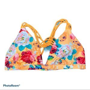 Body Glove Floral Orange Strappy Bikini Top xsmall